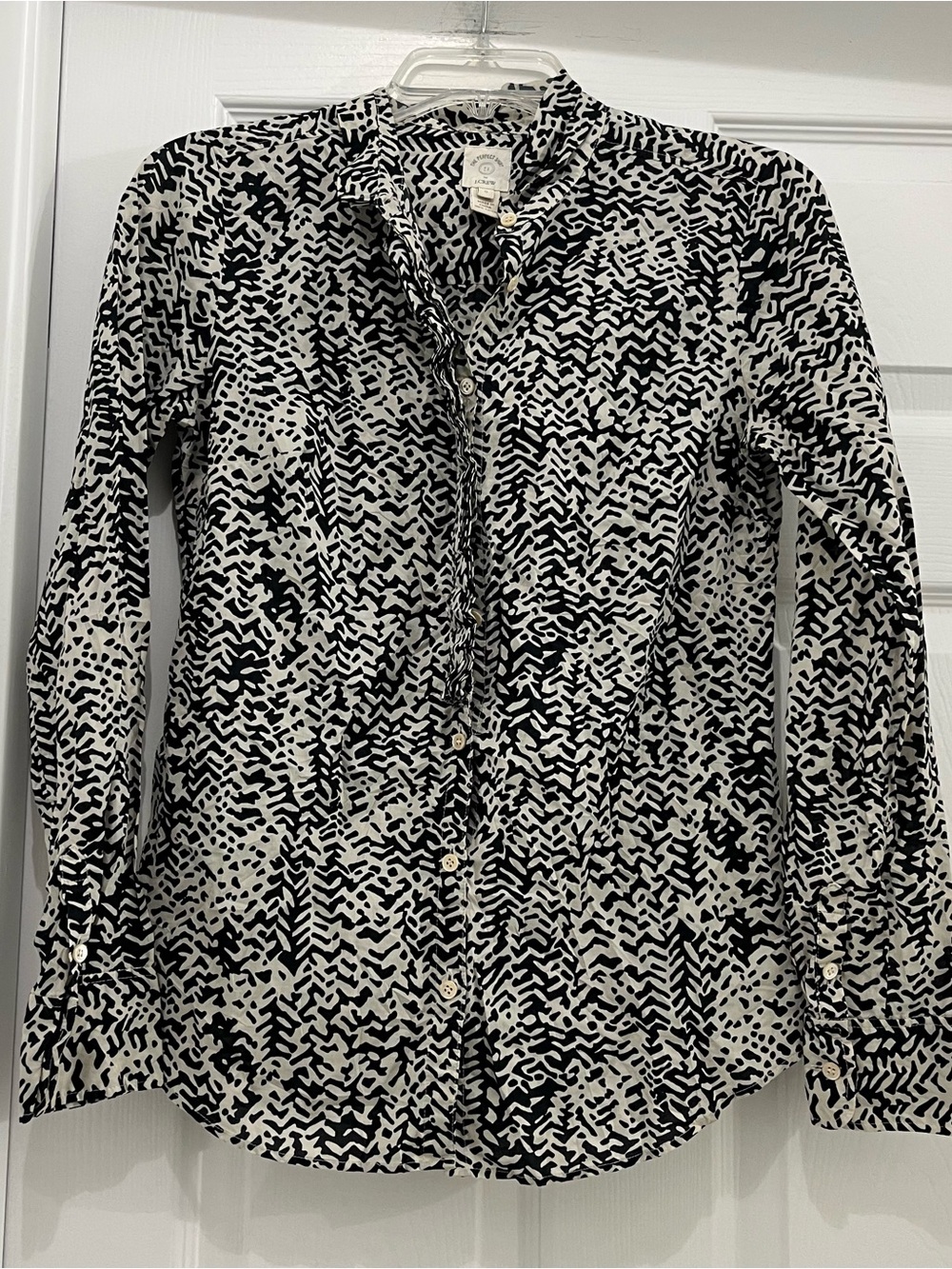 J. Crew Black and White Abstract Print Button-Down Shirt